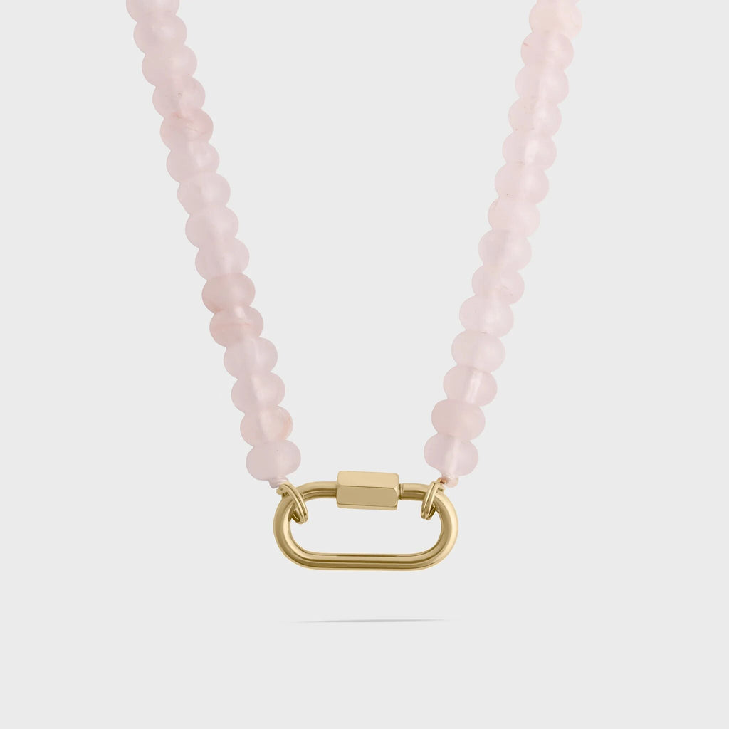 Pink Chunky Glass Bead Carabiner Charm Holder Necklace