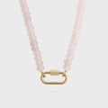 Pink Chunky Glass Bead Carabiner Charm Holder Necklace