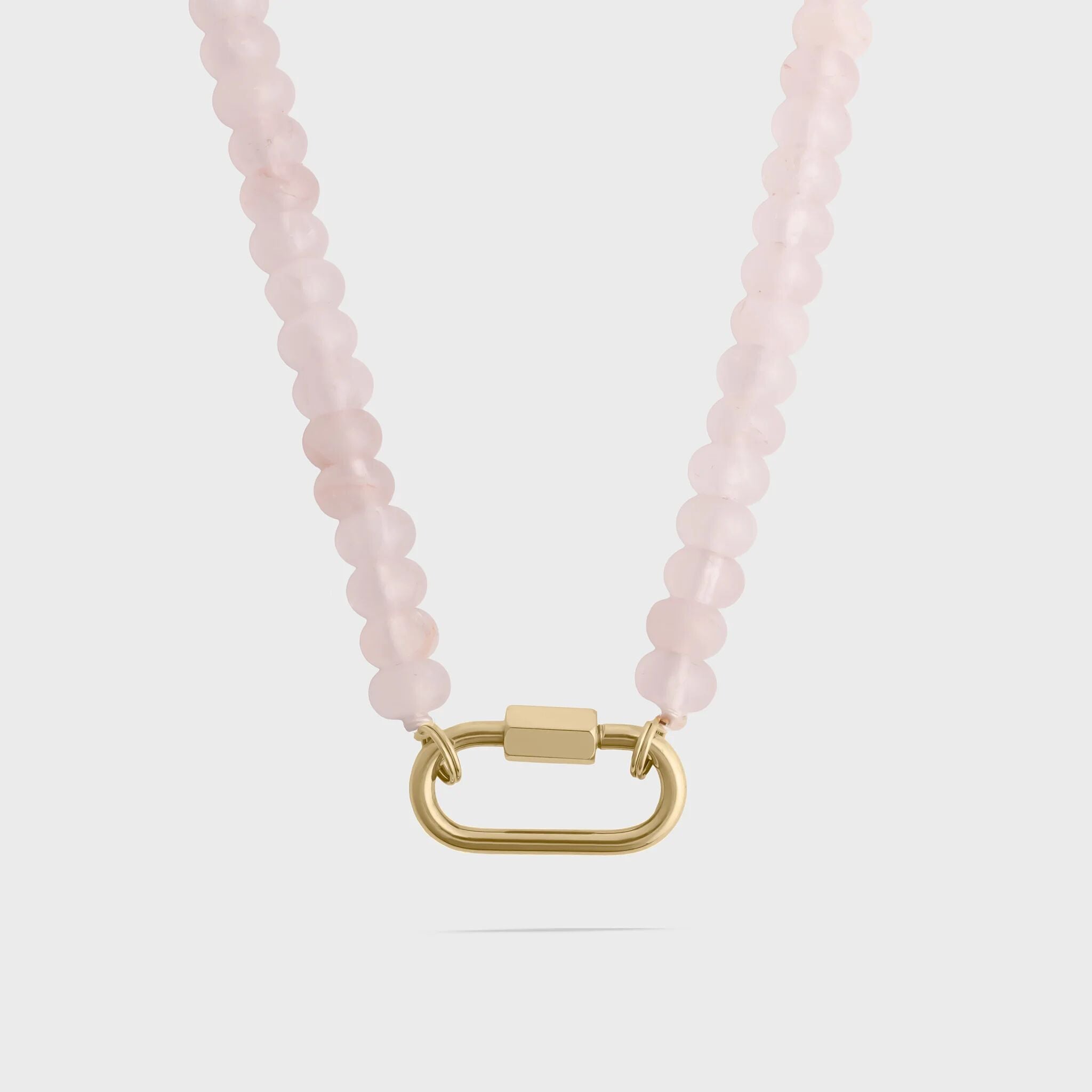 Pink Chunky Glass Bead Carabiner Charm Holder Necklace