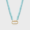 Turquoise Chunky Glass Bead Carabiner Charm Holder Necklace