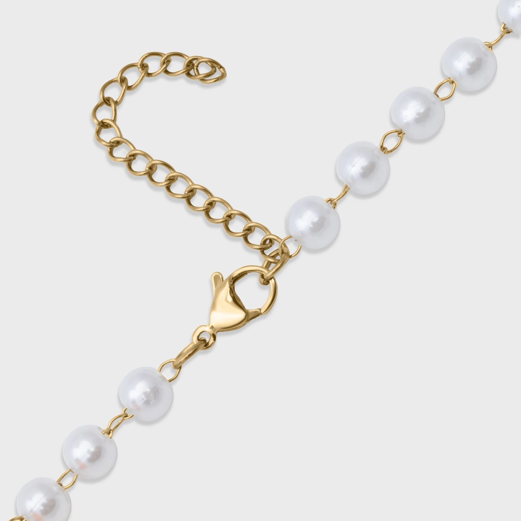 Glass Pearl Beaded Necklace- gold clasp 
