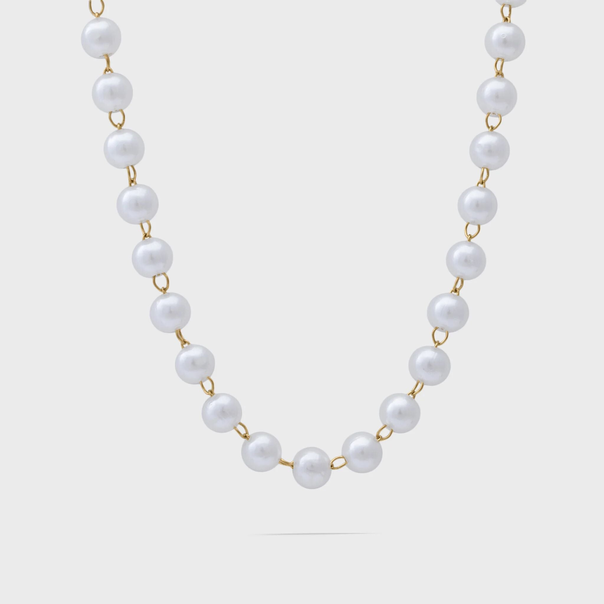 Glass Pearl Beaded Necklace- gold main 