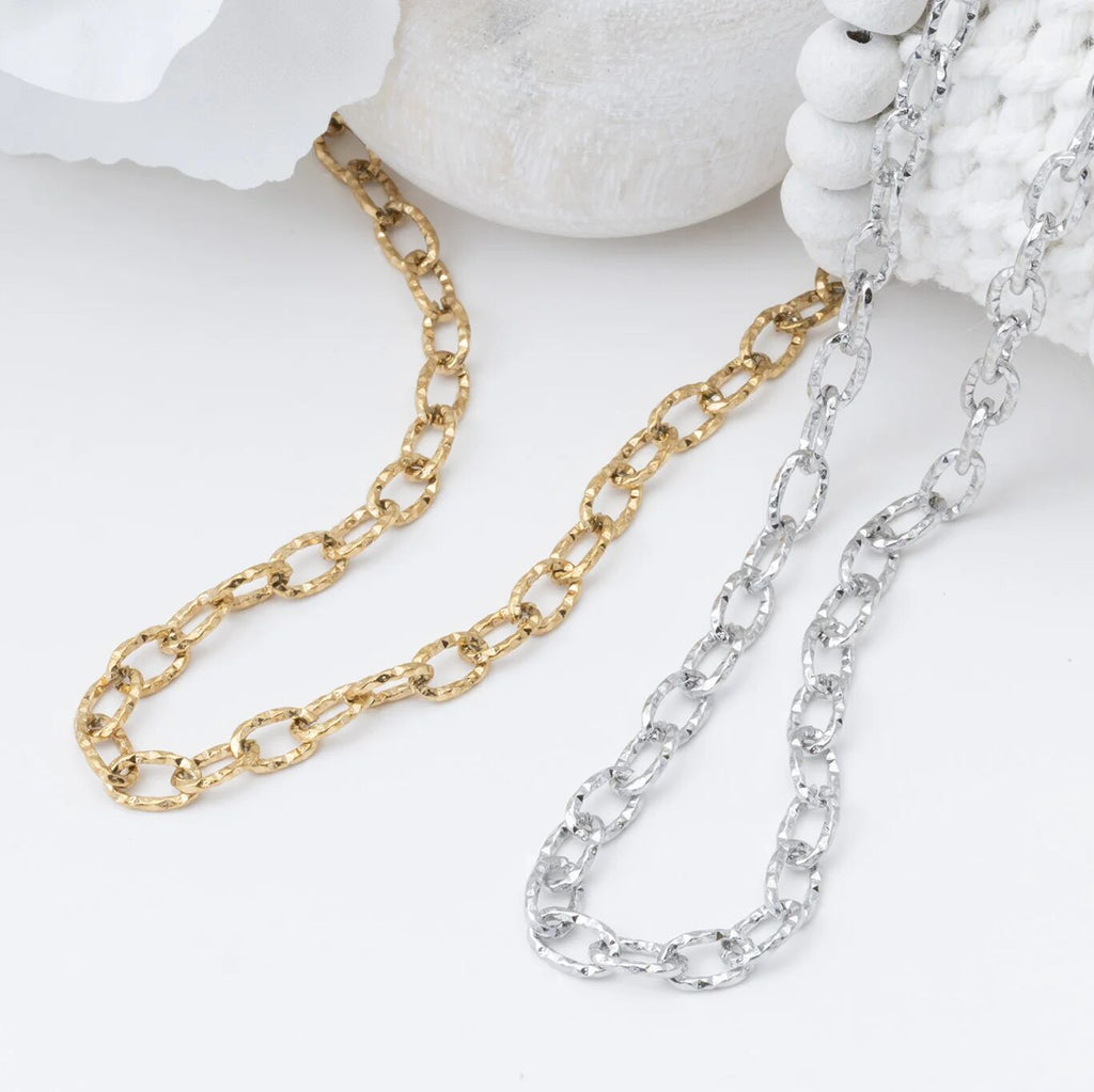 Cable Link Chain Necklace- silver and gold studio 