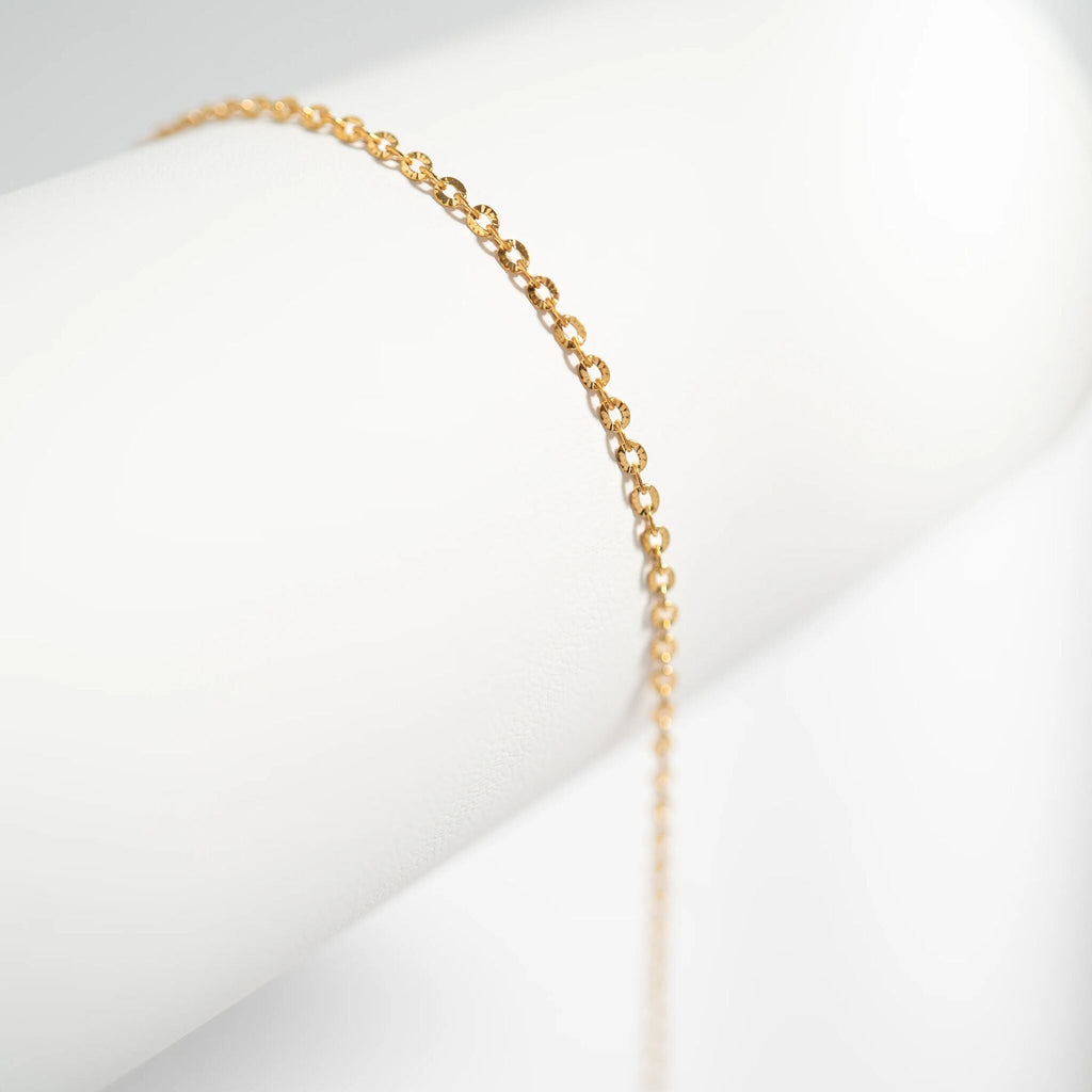 Stainless Steel PVD Coated Crimped Oval Link Chain Necklace / CHN3012