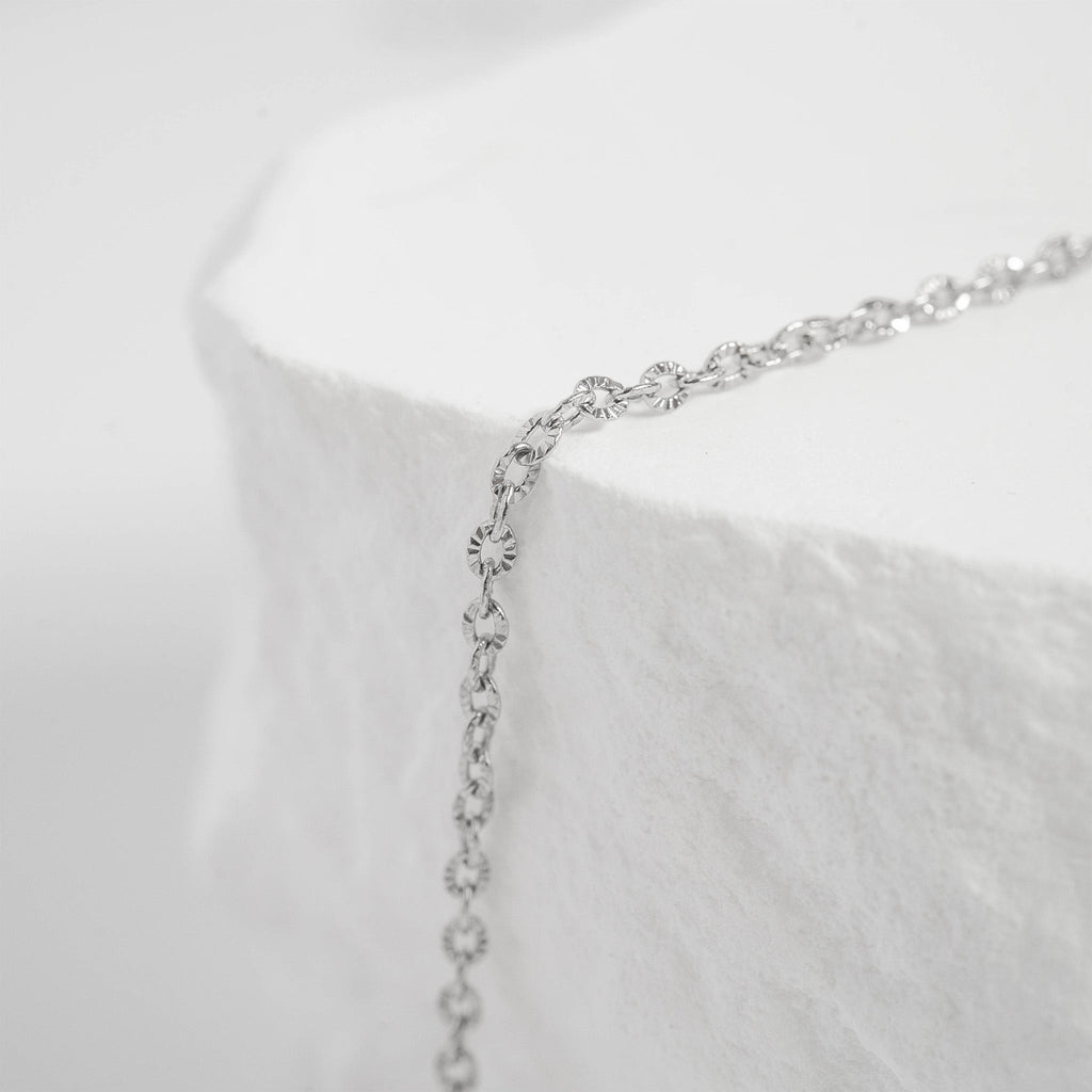 Stainless Steel PVD Coated Crimped Oval Link Chain Necklace / CHN3012