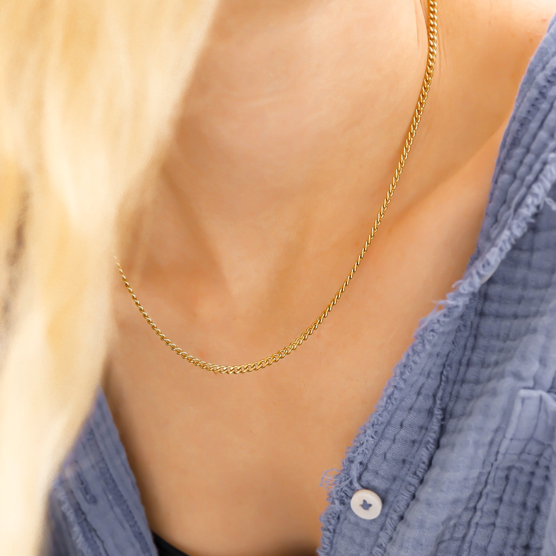 Gold Curb Chain Necklace