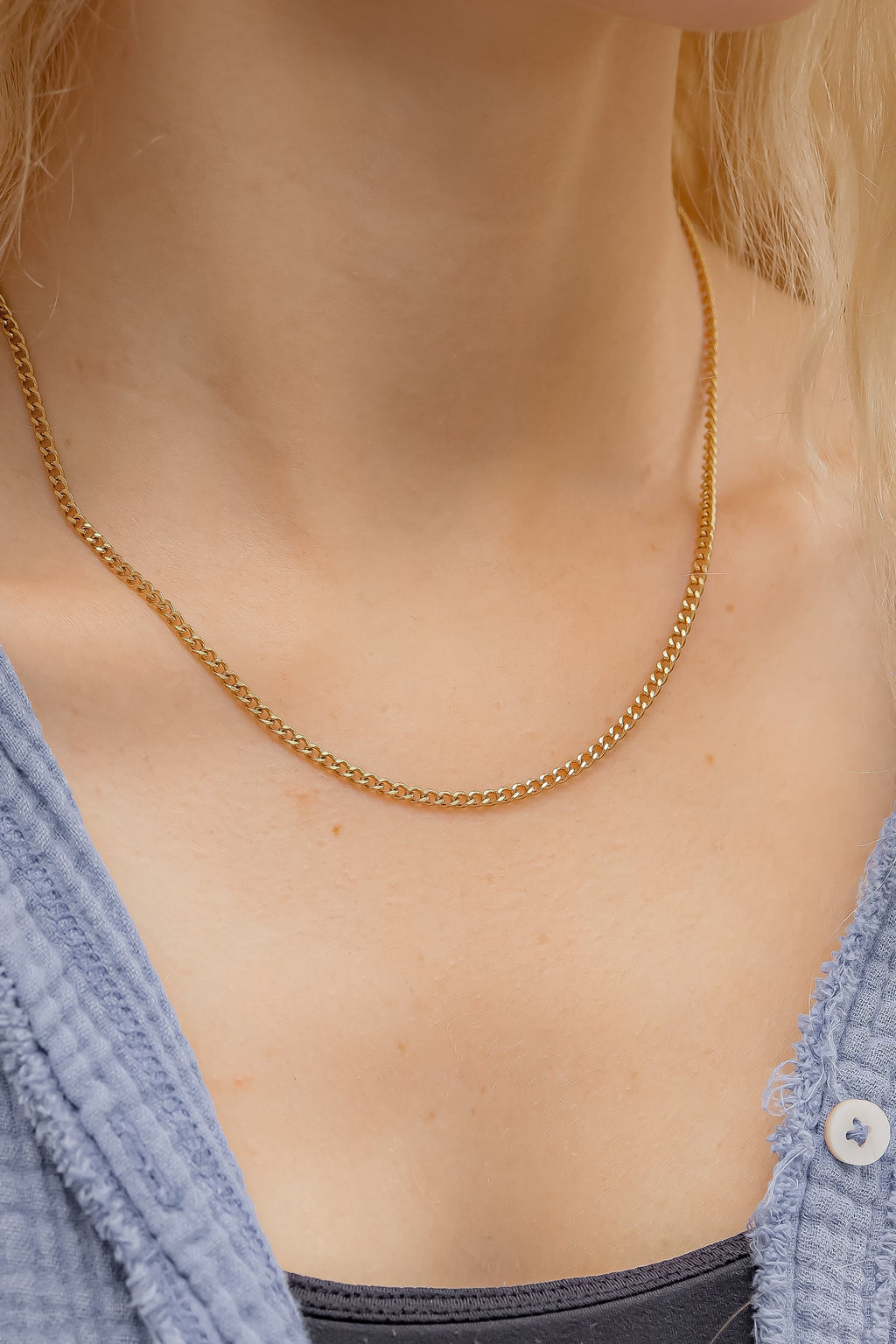 Gold Curb Chain Necklace