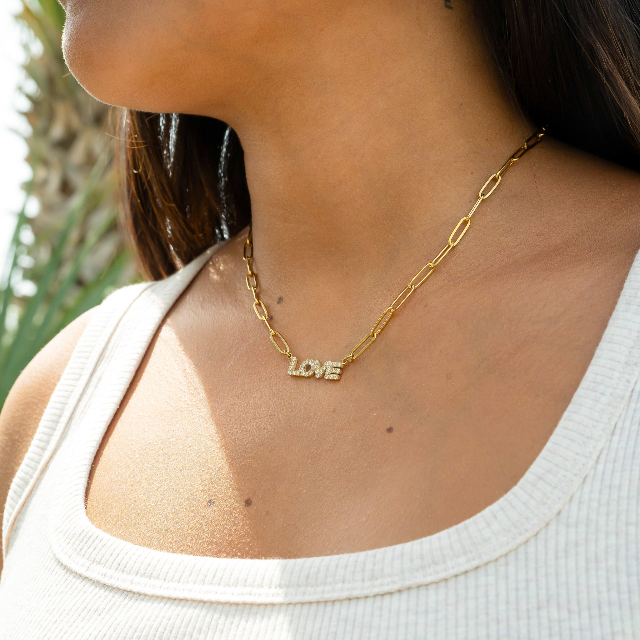 "Love" Paperclip Necklace & Bracelet Set