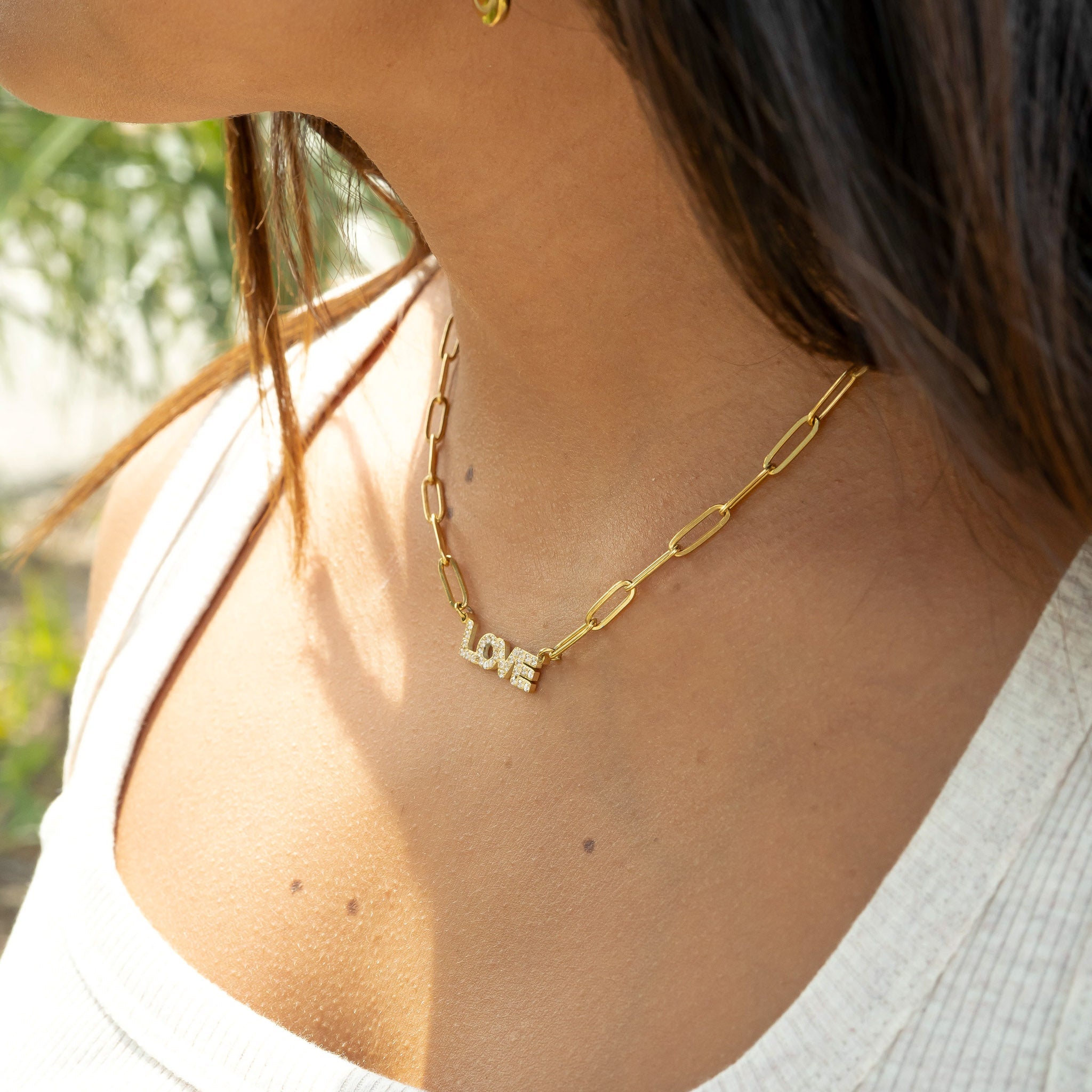 "Love" Paperclip Necklace & Bracelet Set