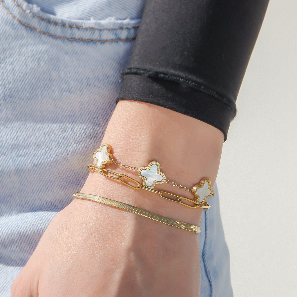 Gold Herringbone Chain Bracelet