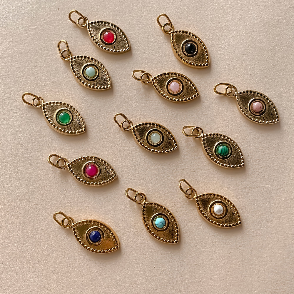 Ayla Eye Charm in gold tone featuring colored accent, product image 2