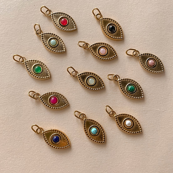 Ayla Eye Charm in gold tone featuring colored accent, product image 2