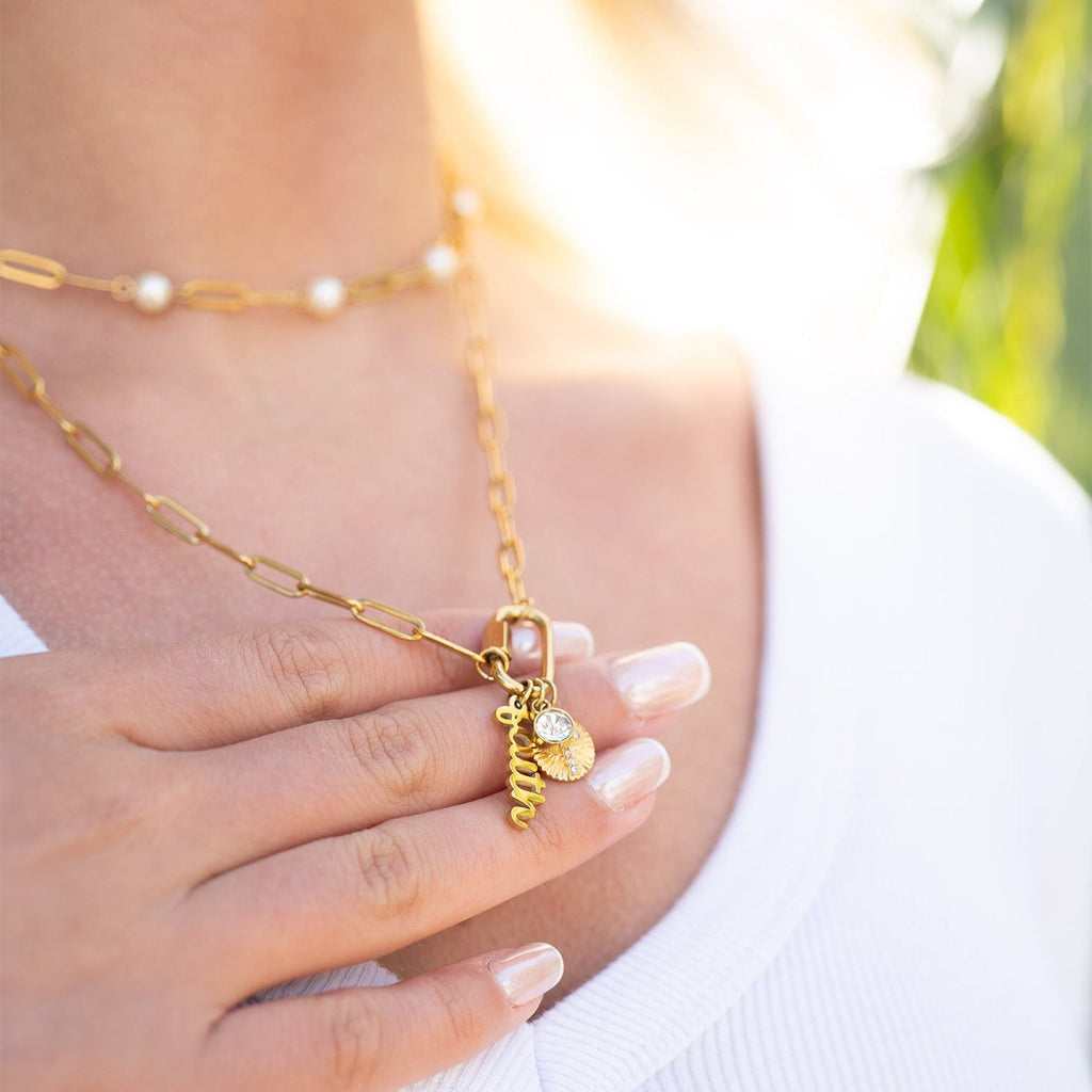 "Faith" Paperclip Carabiner Charm Necklace