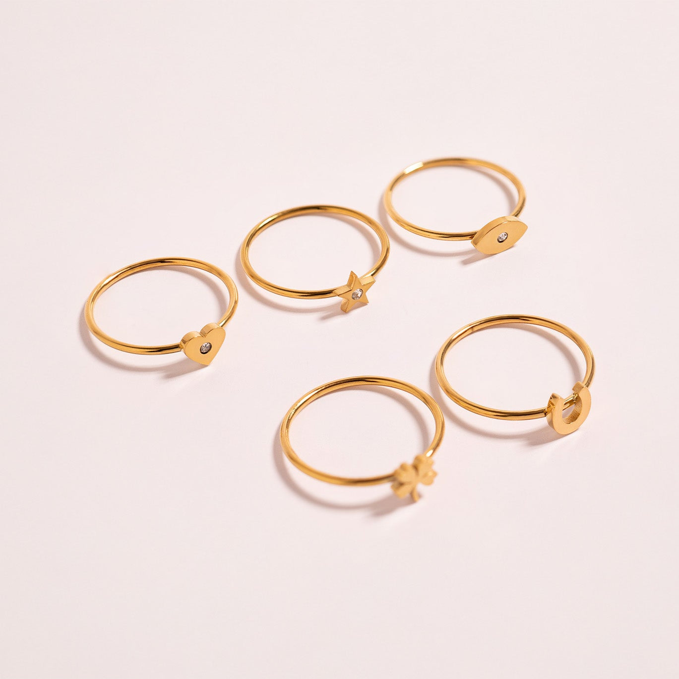 Stone Heart Symbol Dainty Stacking Ring