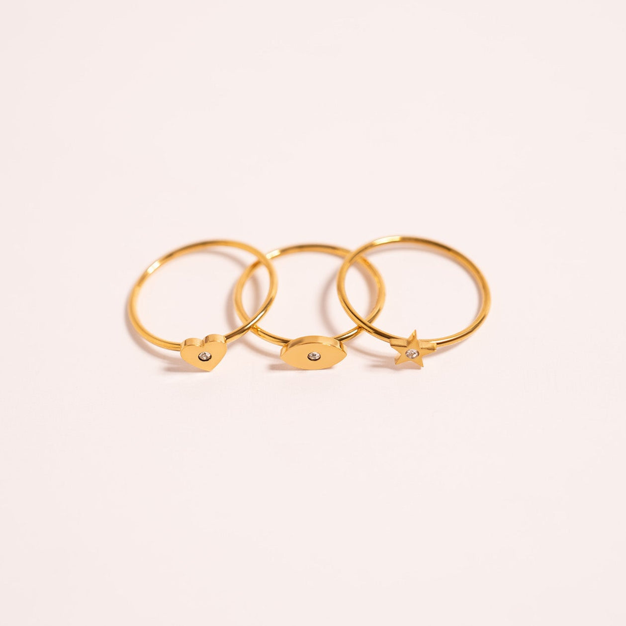 Stone Heart Symbol Dainty Stacking Ring