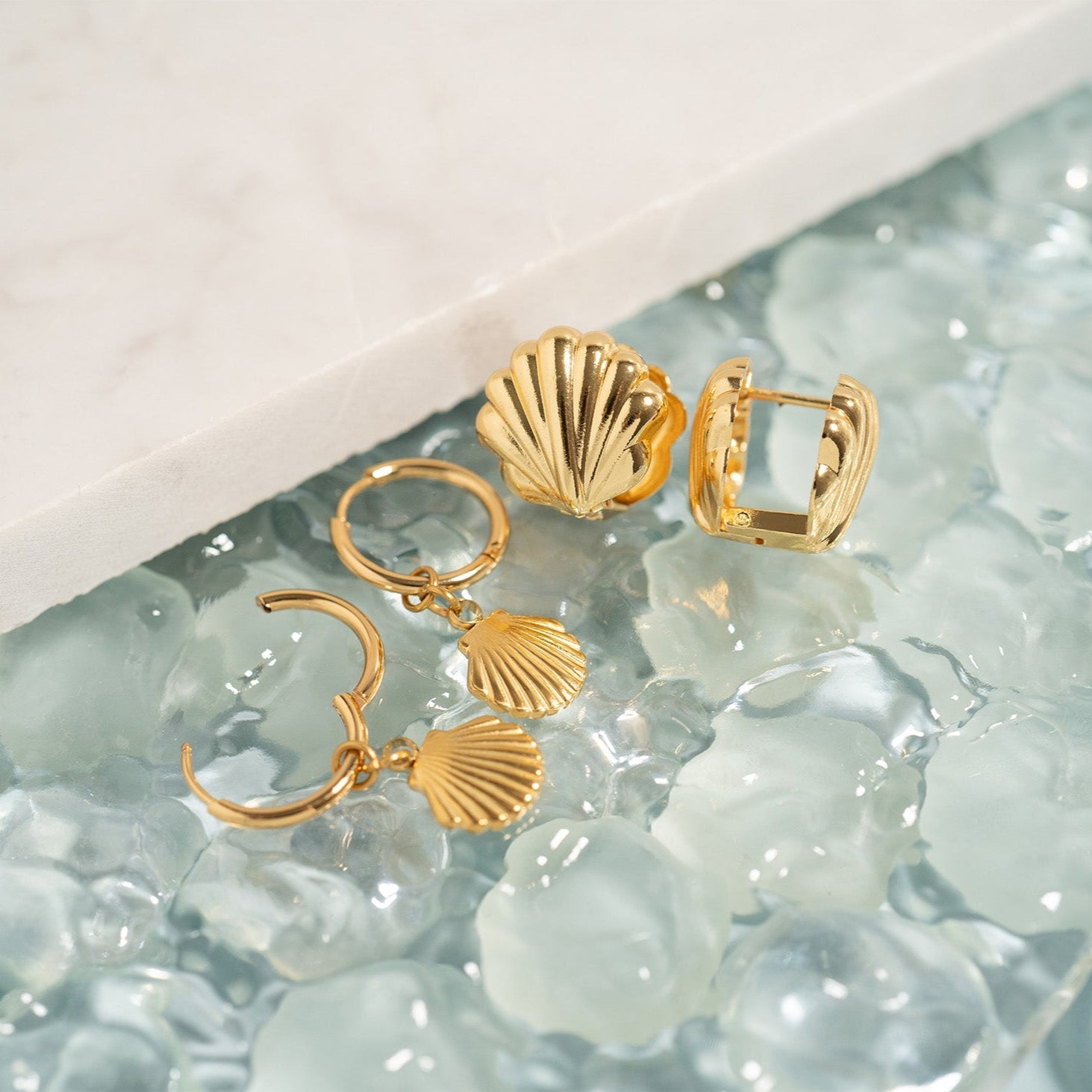 Shell Charm Huggie Earrings