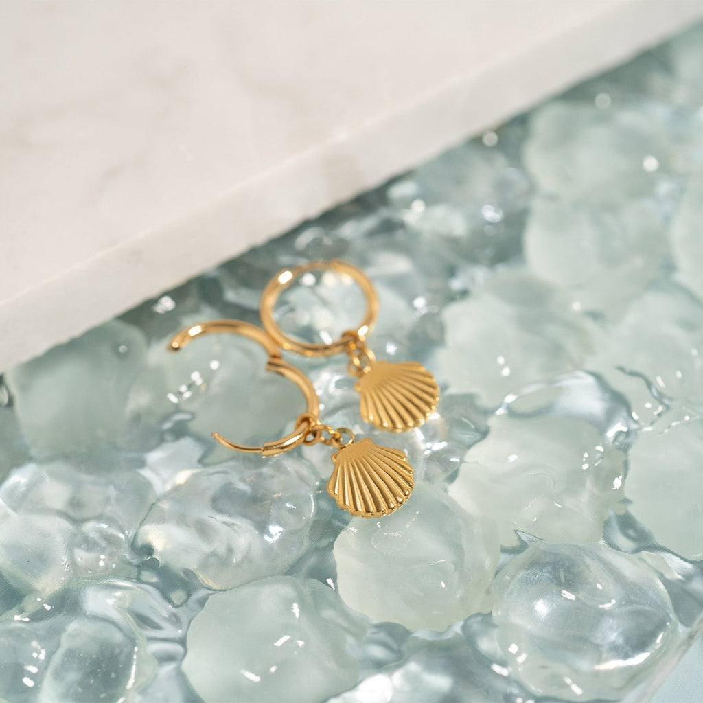 Shell Charm Huggie Earrings