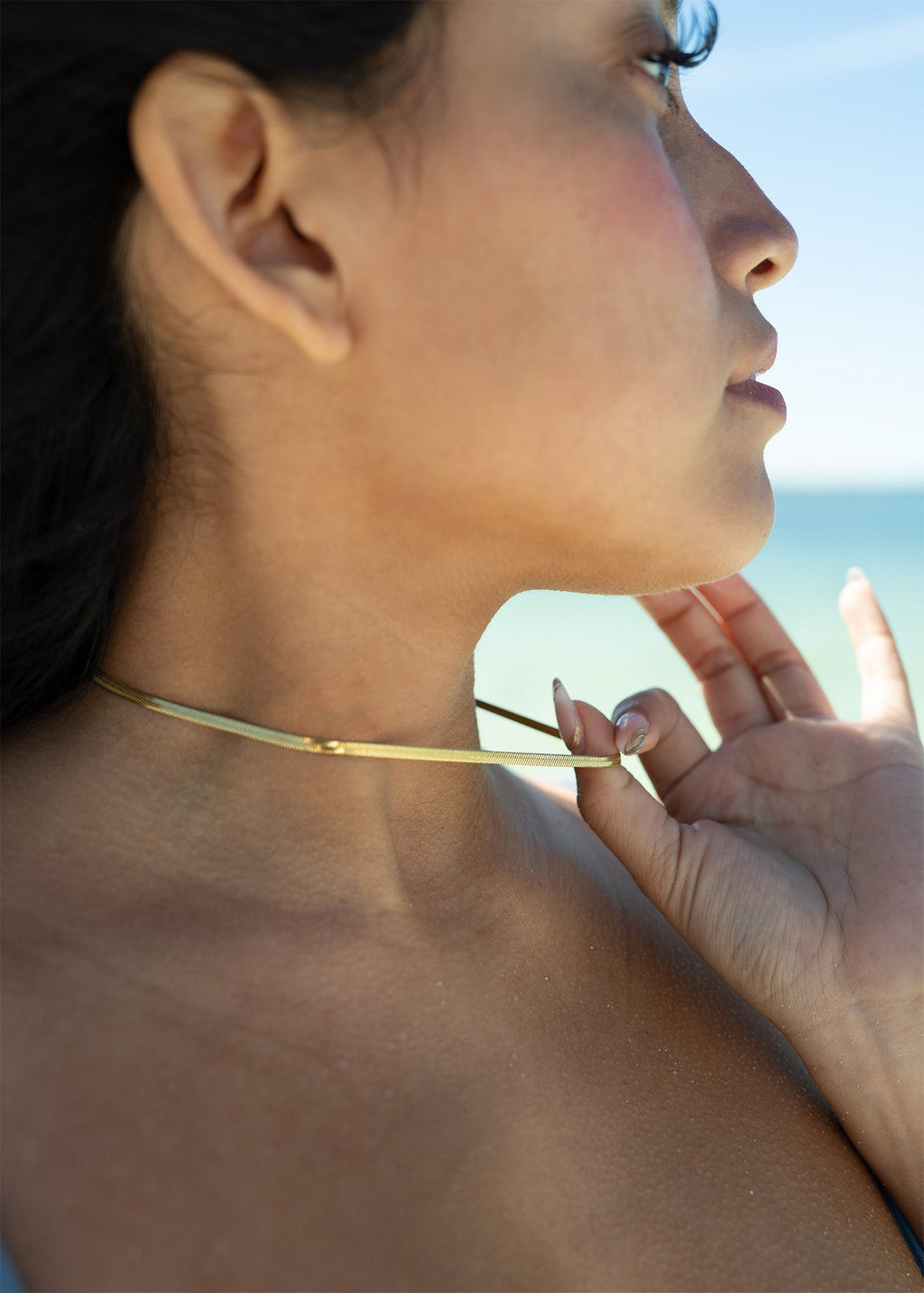 Gold Herringbone Chain Necklace