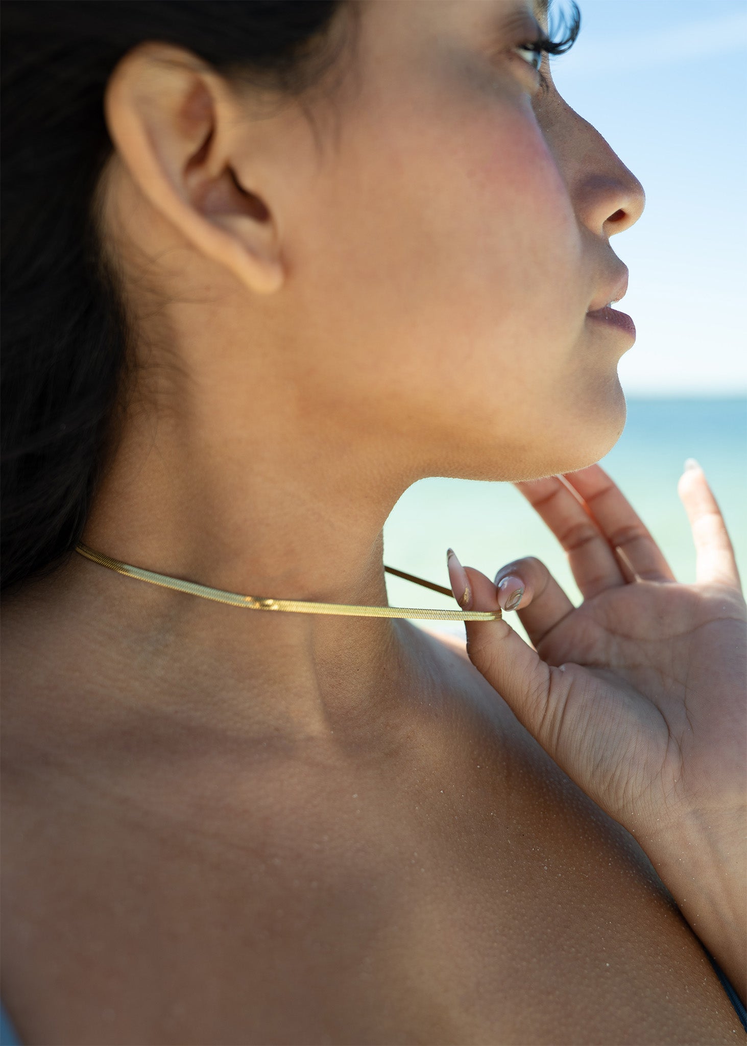 Gold Herringbone Chain Necklace
