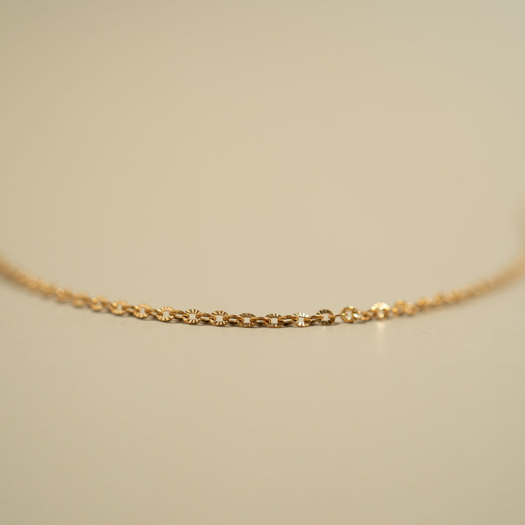 Stainless Steel PVD Coated Crimped Oval Link Chain Necklace / CHN3012