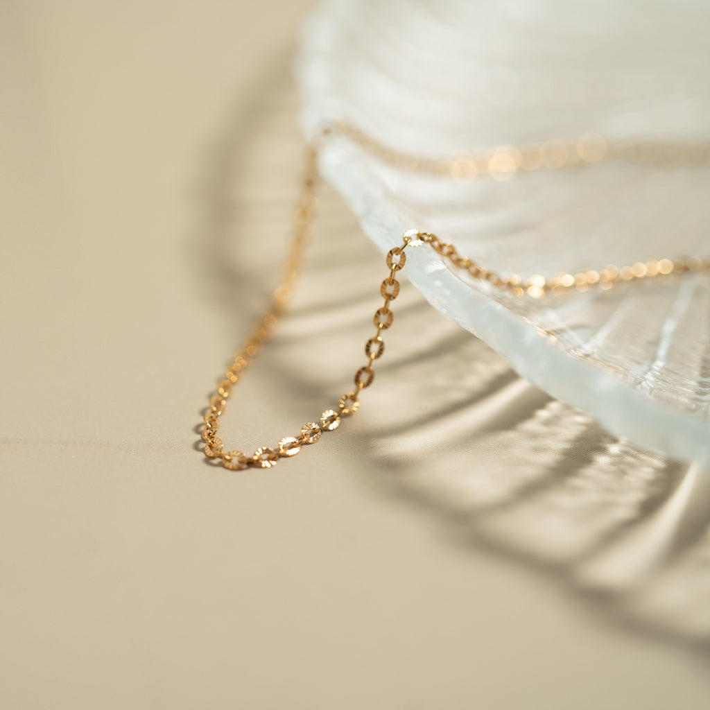 Stainless Steel PVD Coated Crimped Oval Link Chain Necklace / CHN3012