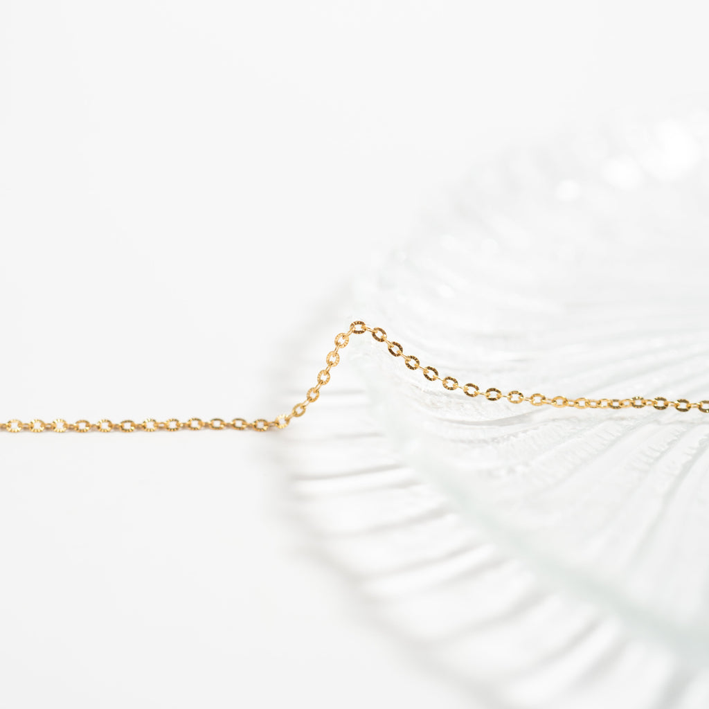 Stainless Steel PVD Coated Crimped Oval Link Chain Necklace / CHN3012