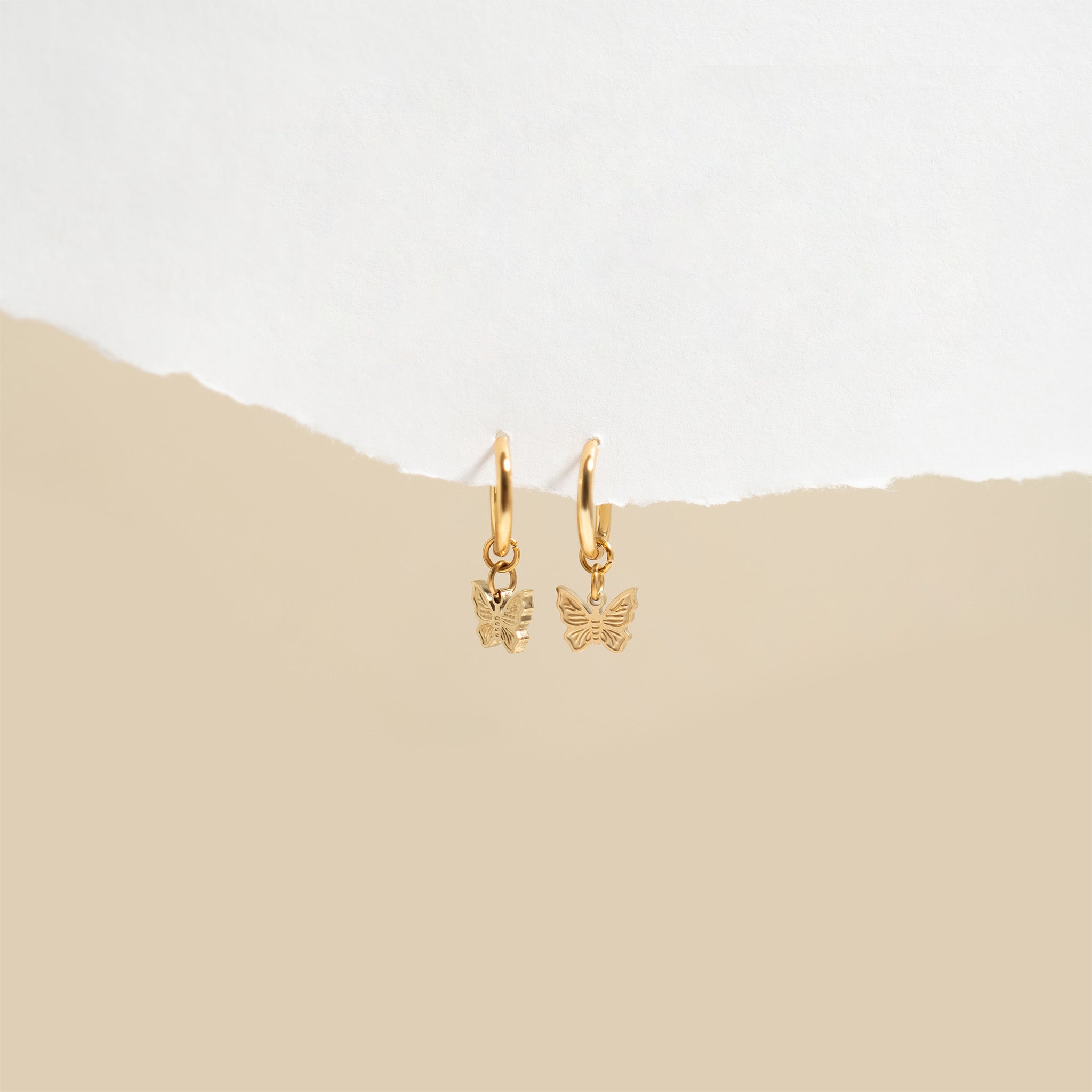 Butterfly Huggie Charm Earrings