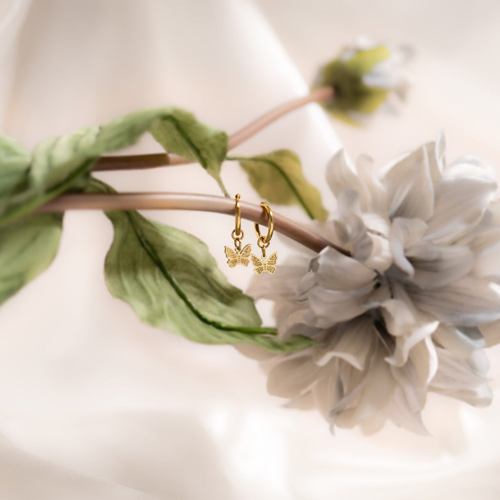 Butterfly Huggie Charm Earrings