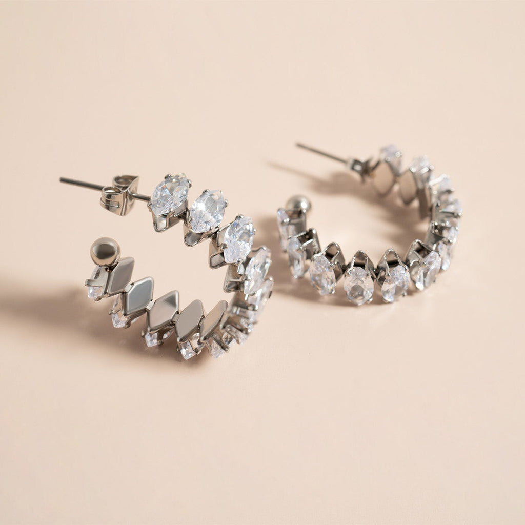 Marquis Stone Hoop Earrings
