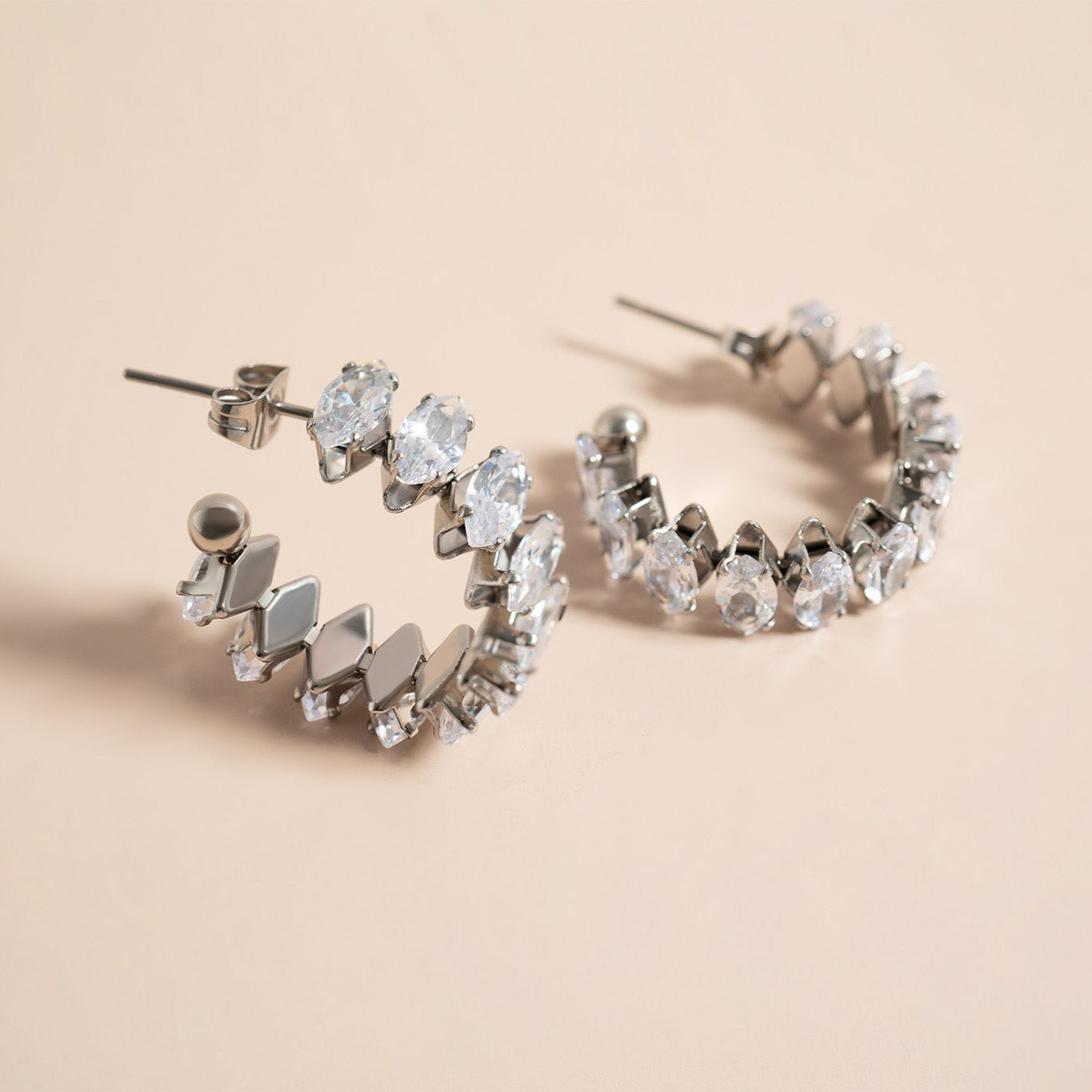 Marquis Stone Hoop Earrings