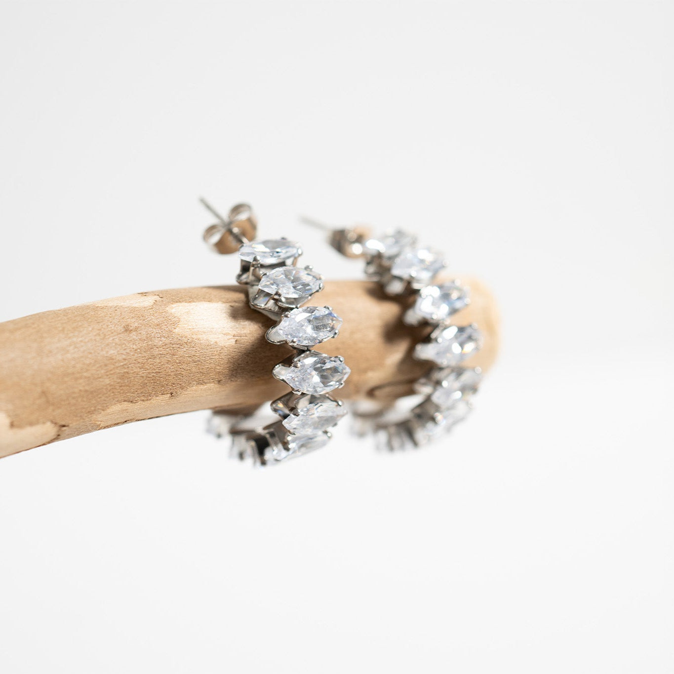 Marquis Stone Hoop Earrings
