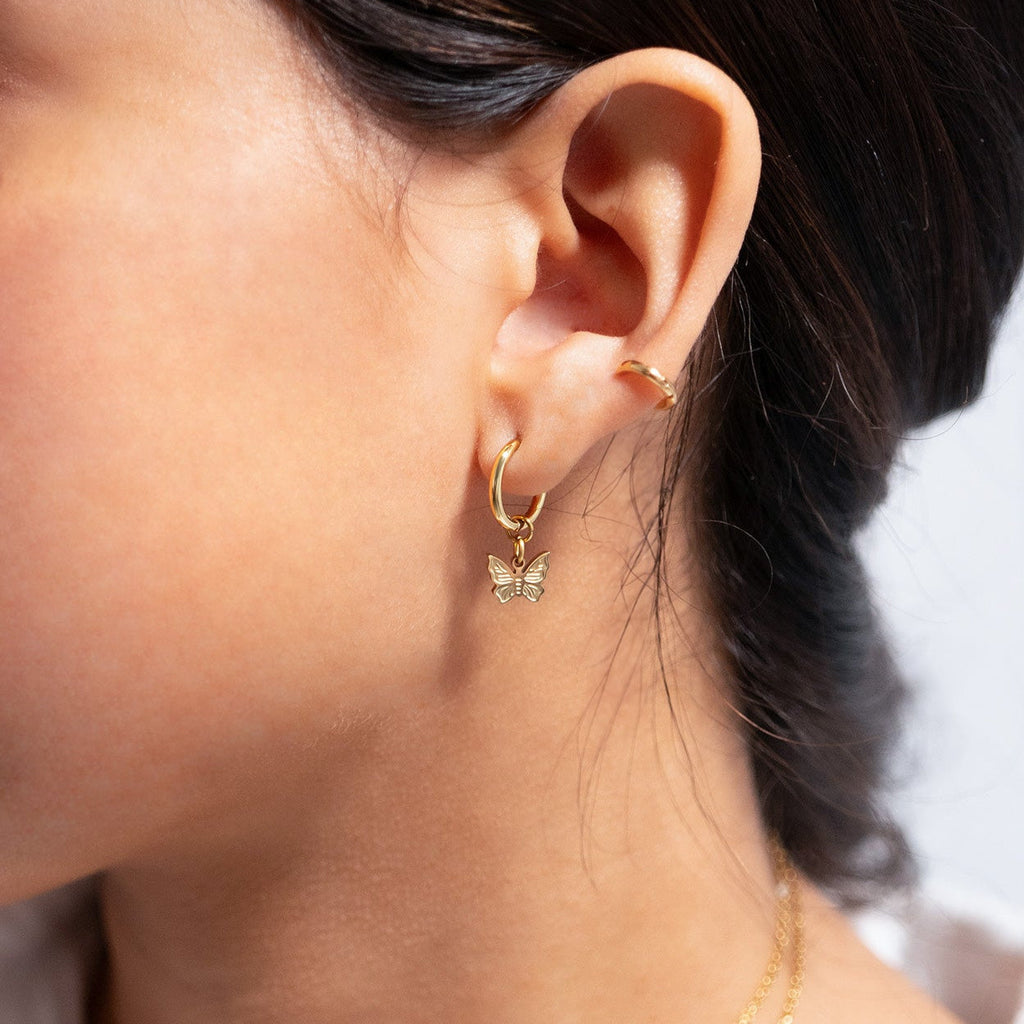 Butterfly Huggie Charm Earrings
