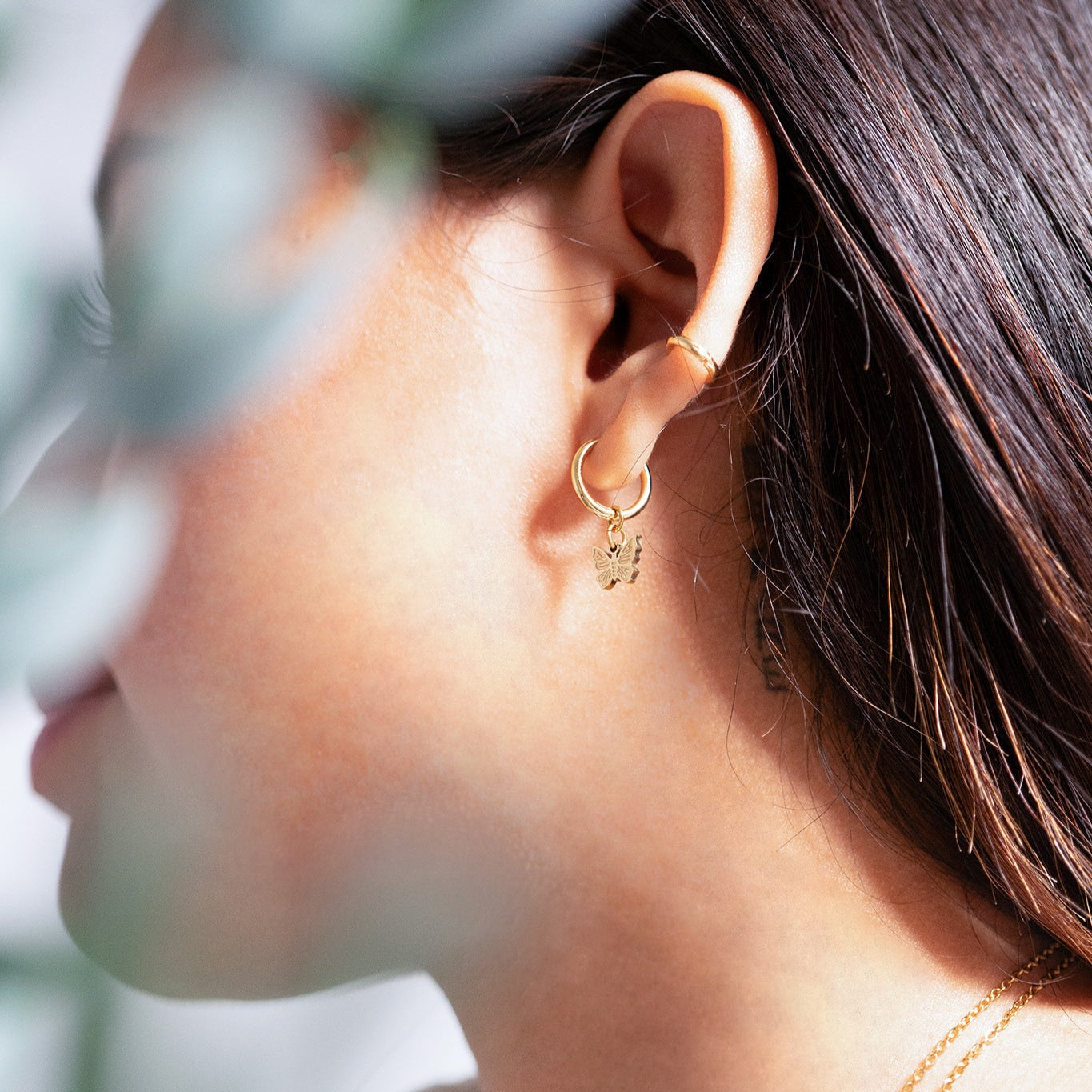 Butterfly Huggie Charm Earrings