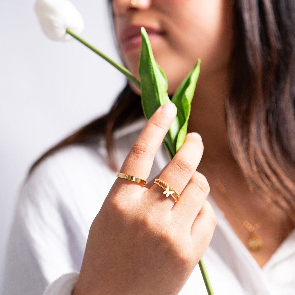 Gold Symbol Stacking Ring