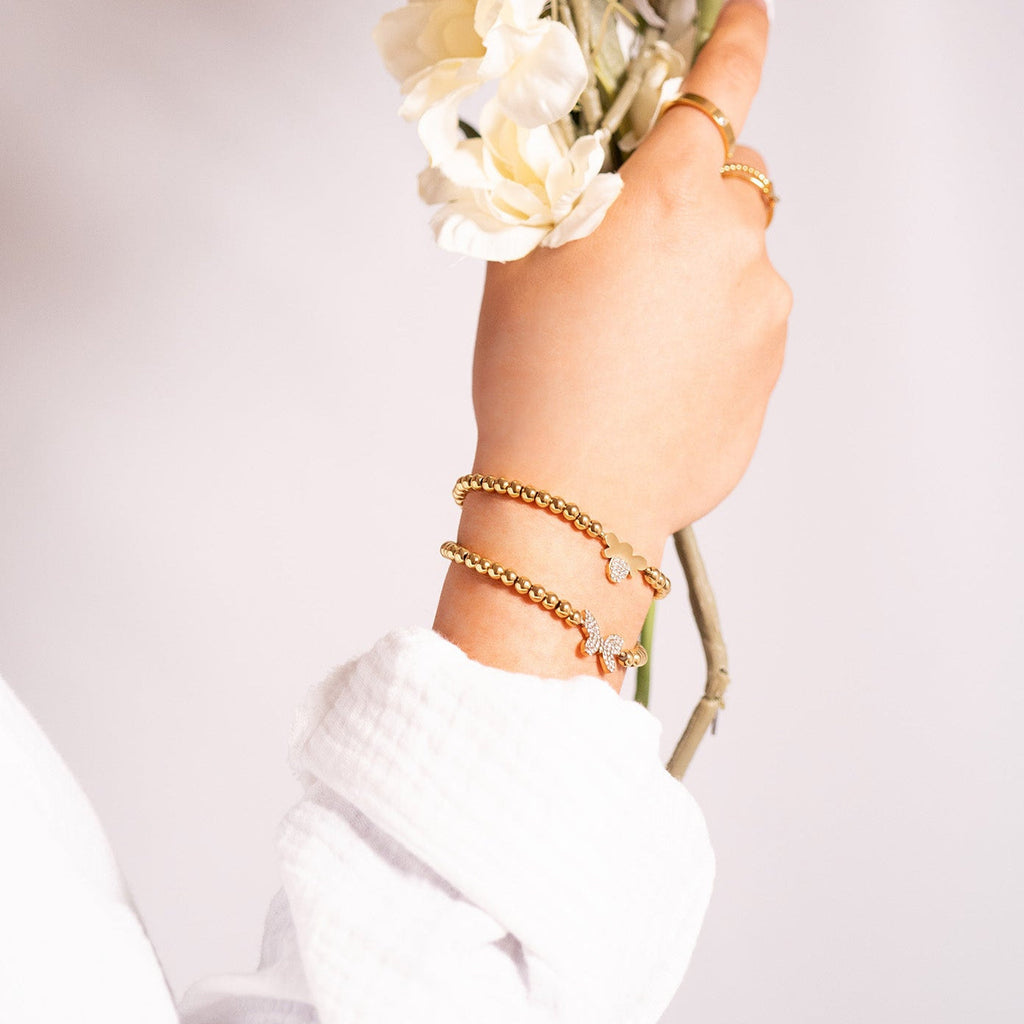 Stackable Bee Charm Beaded Bracelet Lifestyle