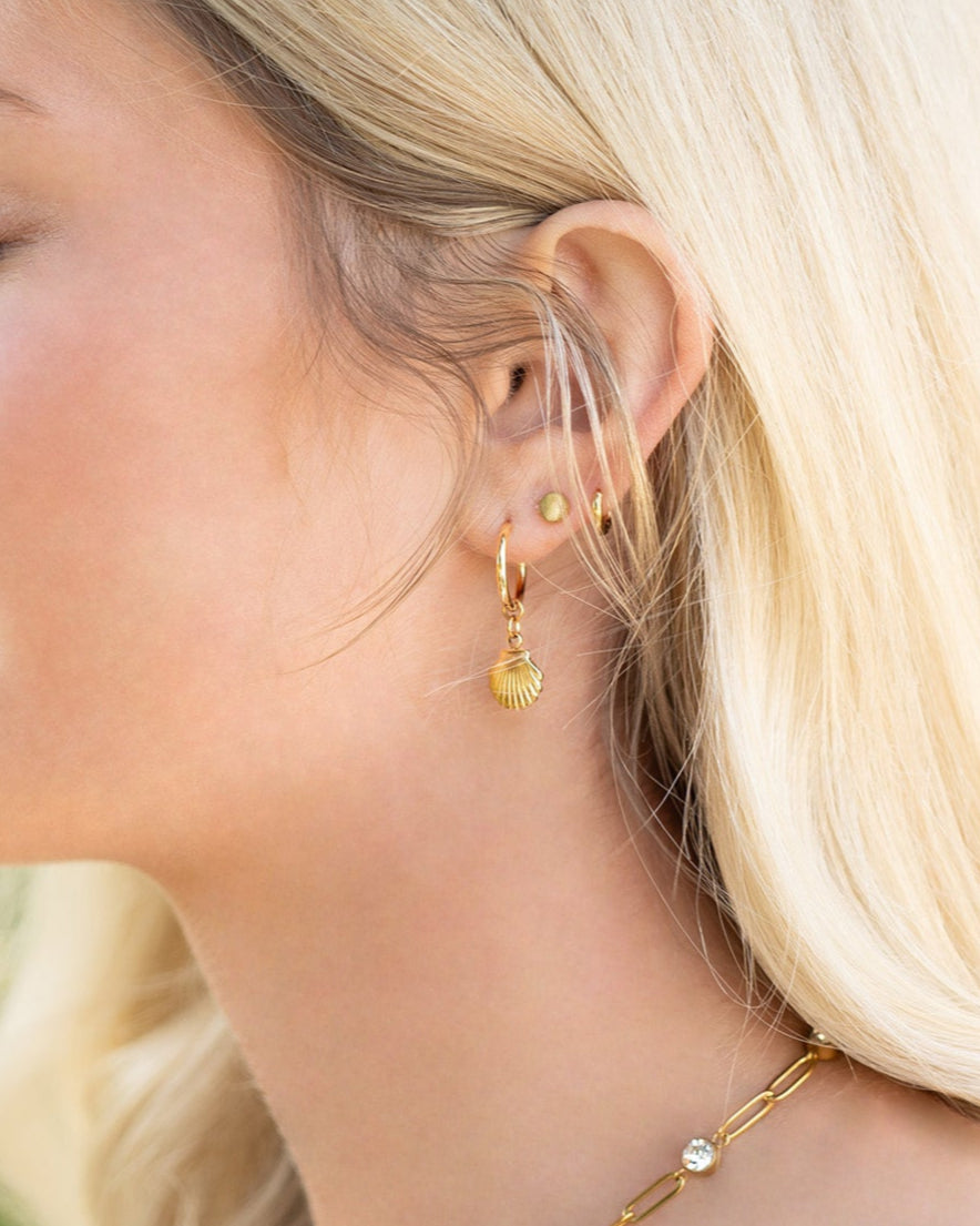 Shell Charm Huggie Earrings