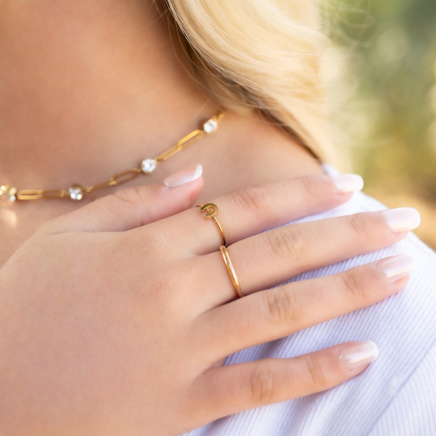 Gold Lucky horseshoe stacking ring