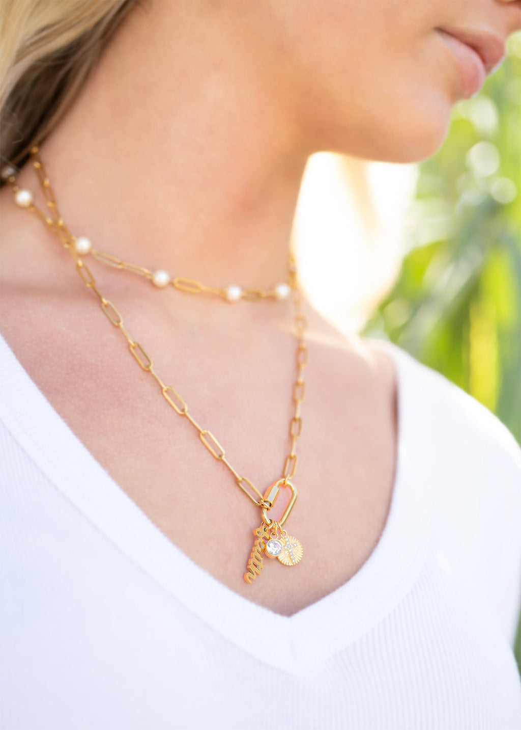 "Faith" Paperclip Carabiner Charm Necklace