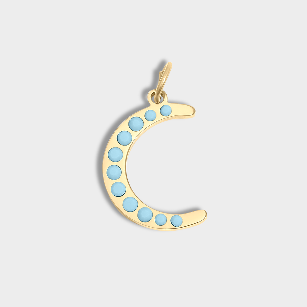 Turquoise Stone Moon Charm