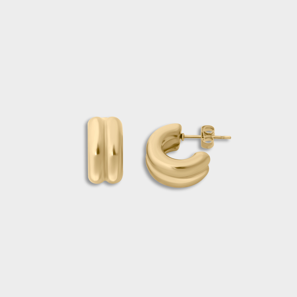 Double Hoop Statement Huggie Earrings