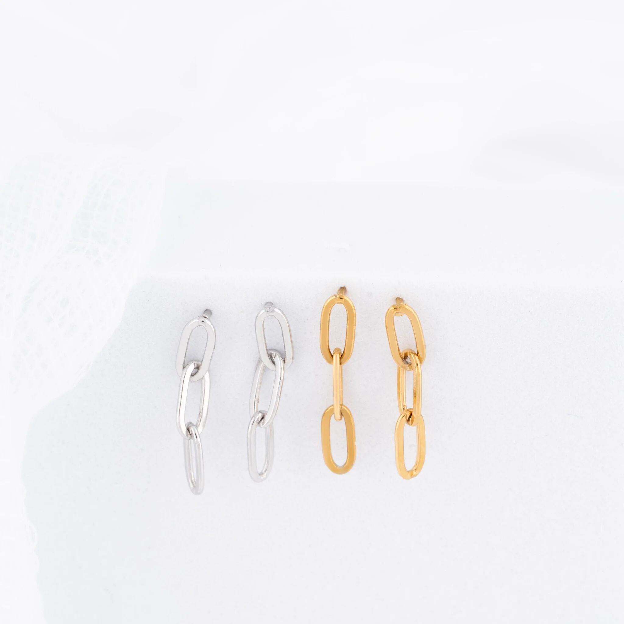 Paperclip Earrings- gold and silver studio 