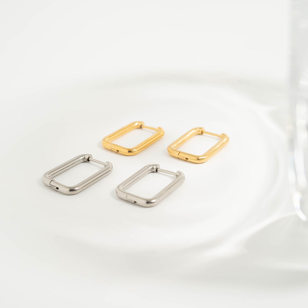 Rounded Rectangle Hoop Earrings