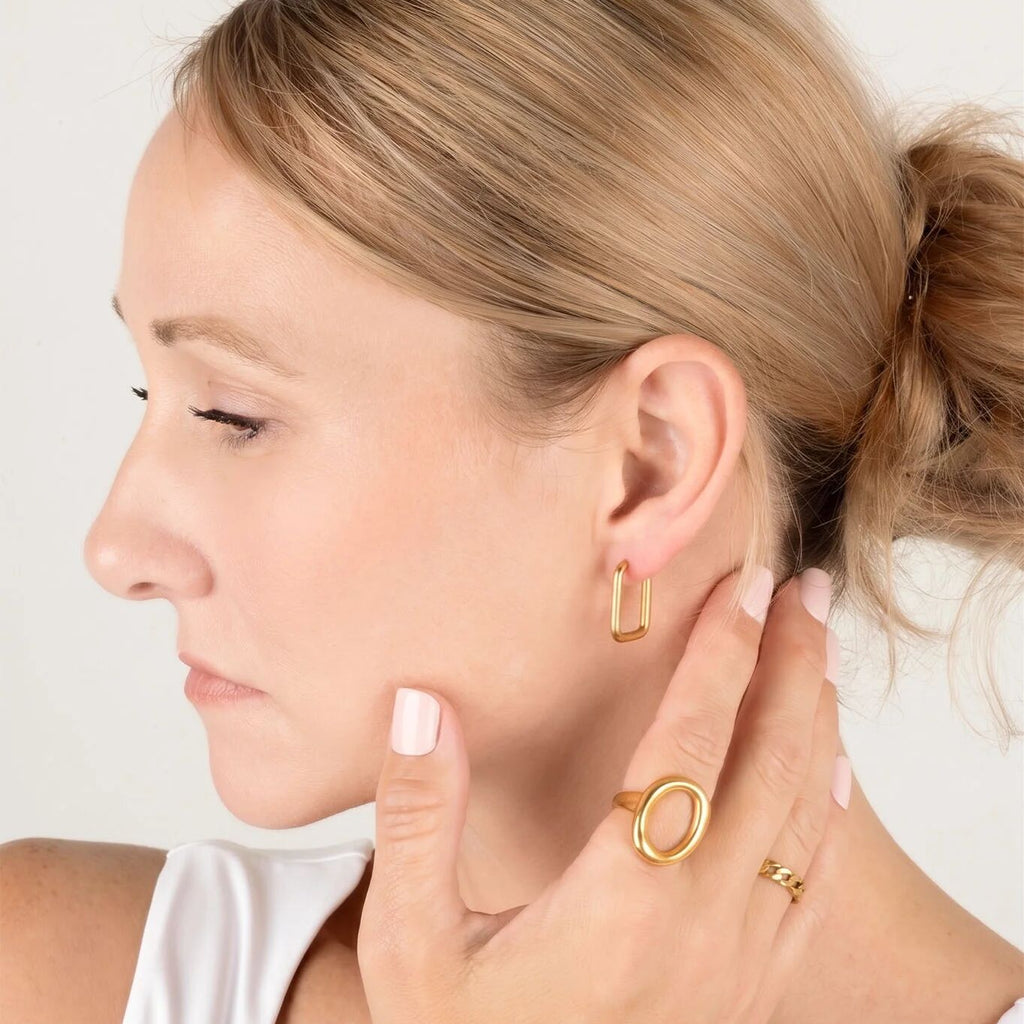 Rounded Rectangle Hoop Earrings