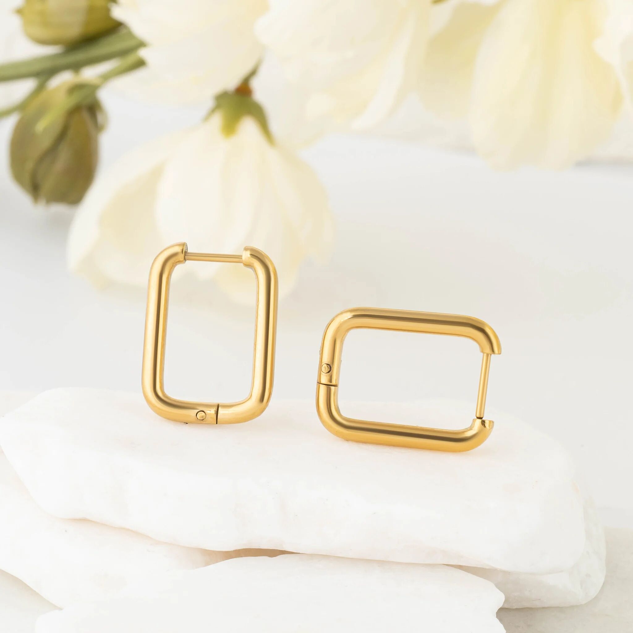 Rounded Rectangle Hoop Earrings