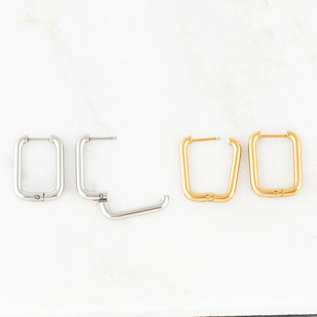 Rounded Rectangle Hoop Earrings