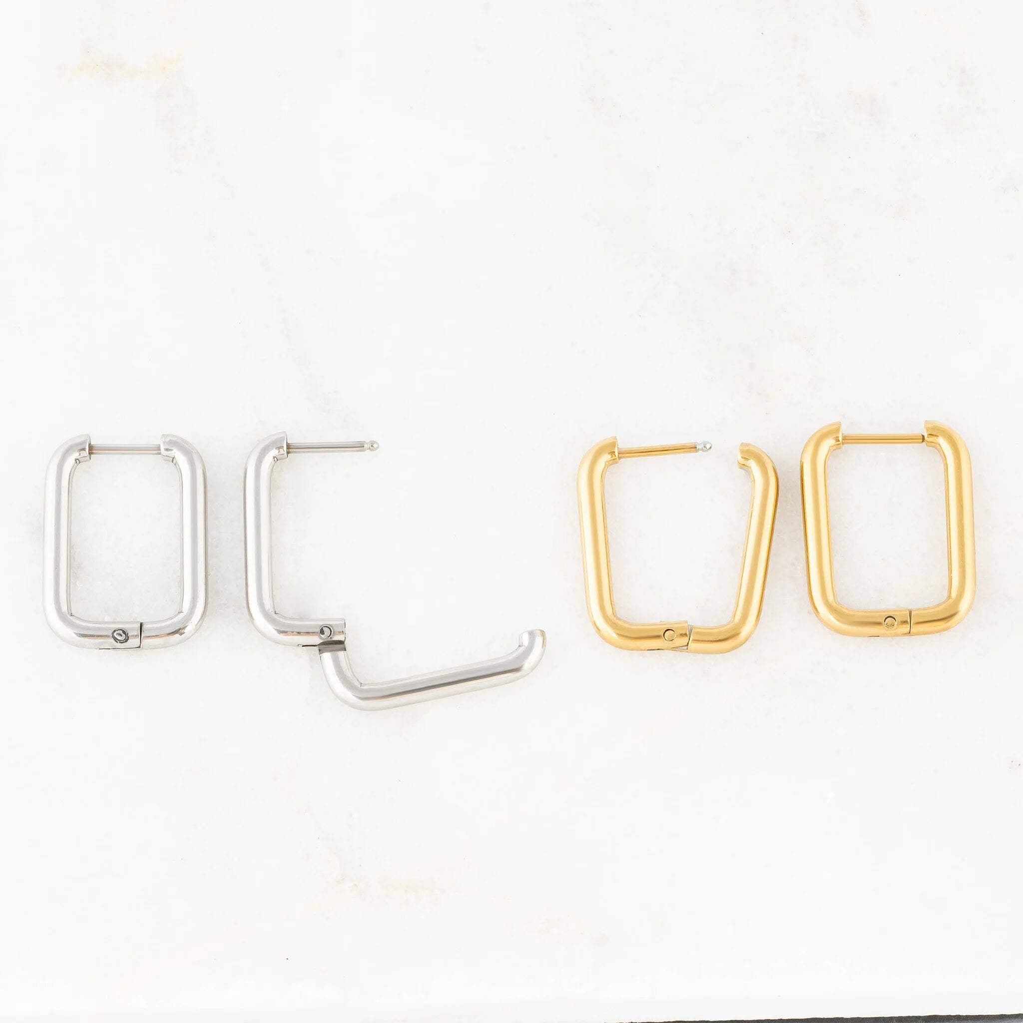 Rounded Rectangle Hoop Earrings