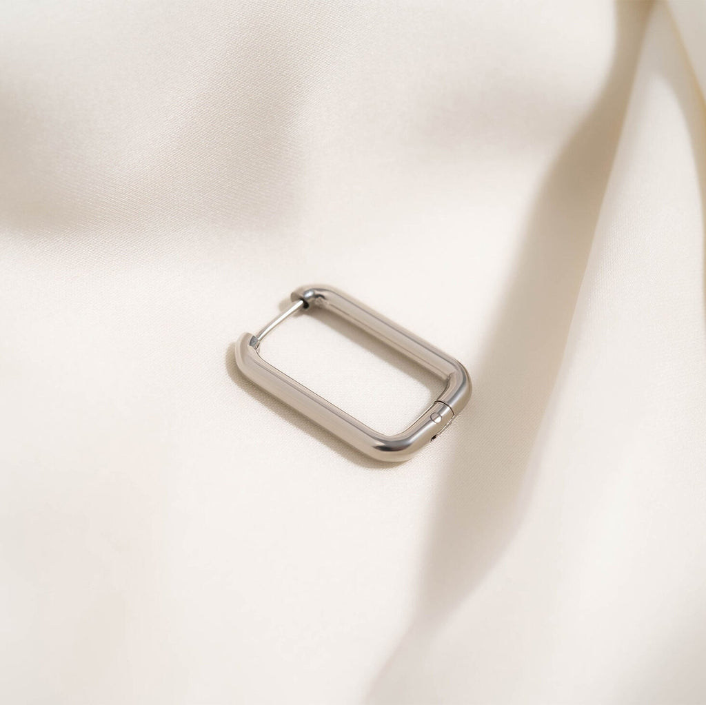 Rounded Rectangle Hoop Earrings