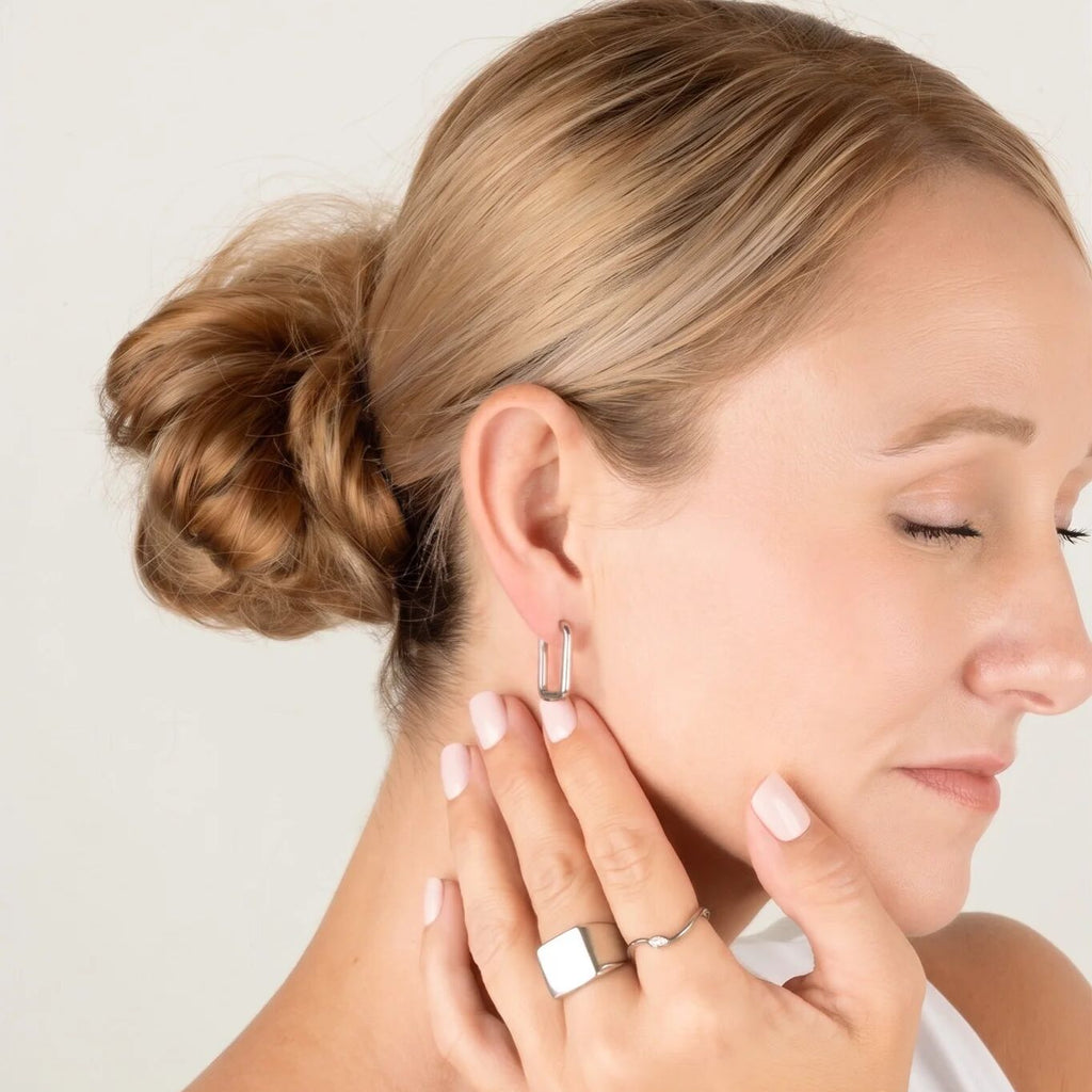 Rounded Rectangle Hoop Earrings