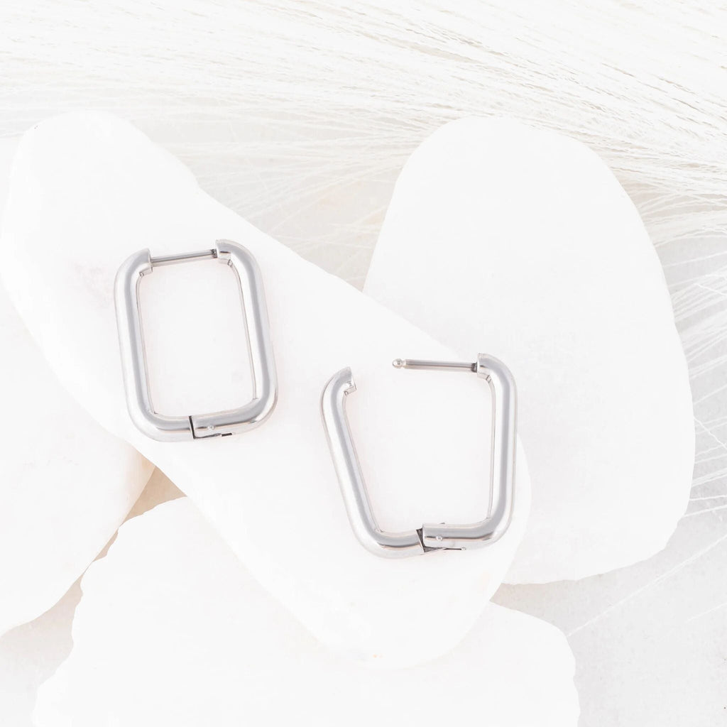 Rounded Rectangle Hoop Earrings