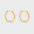 Rounded Geometric Huggie Hoop Earrings- gold main 